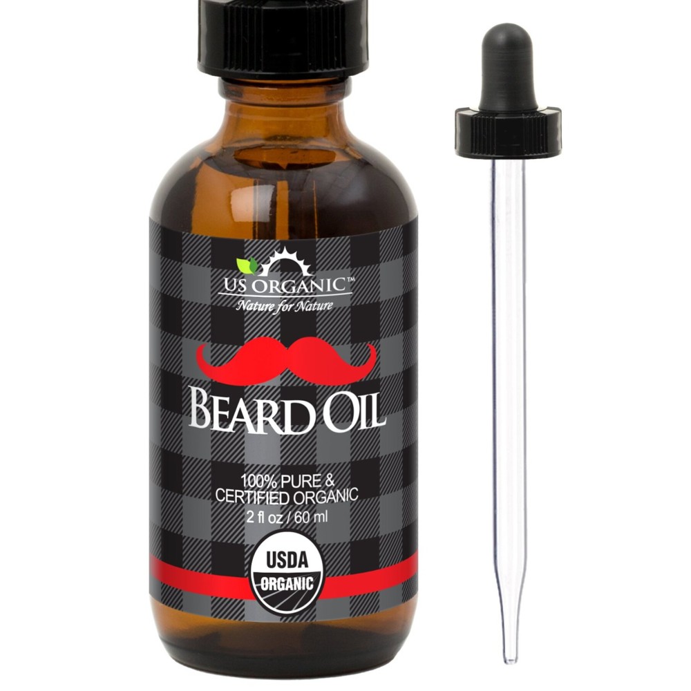 US Organic Beard Oil, 100% Pure, USDA Certified, Softens, shine, moisturizes, Amber Glass Bottle with Eye Dropper, 2 Ounce US Organic Beard Oil, 100% Pure, USDA Certified, Softens, shine, moisturizes, Amber Glass Bottle with Eye Dropper, 2 Ounce