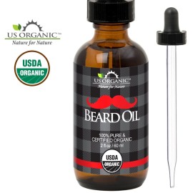 US Organic Beard Oil, 100% Pure, USDA Certified, Softens, shine, moisturizes, Amber Glass Bottle with Eye Dropper, 2 Ounce US Organic Beard Oil, 100% Pure, USDA Certified, Softens, shine, moisturizes, Amber Glass Bottle with Eye Dropper, 2 Ounce