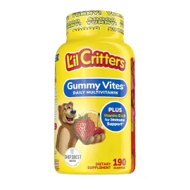 L\'il Critters Gummy Vites Daily Kids Multivitamins Assorted Fruit Flavors for Ages 2+ Toddlers & Kids, Gummy Vitamin with Vitamin C and D, 95-190 Day Supply, 190 Gummies L\'il Critters Gummy Vites Daily Kids Multivitamins Assorted Fruit Flavors for Ages 2+ Toddlers & Kids, Gummy Vitamin with Vitamin C and D, 95-190 Day Supply, 190 Gummies