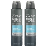 Dove Men + Care Dry Spray antitranspirante, Clean Comfort 3,8 oz (2 Pack)