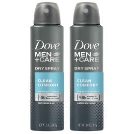 Dove Men + Care Dry Spray antitranspirante, Clean Comfort 3,8 oz (2 Pack)