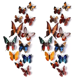 24pcs 3D Vivid Special Man-Made Lively Butterfly Art DIY Decor Wall Stickers Decals Nursery Decoration, Bathroom Dcor, Office Dcor, 3D Wall Art, 3D Crafts for Wall Art Kids Room Bedroom