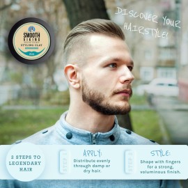 Smooth Viking Hair Clay for Men - Strong Hold, Hair Cream for Men, Clay Pomade for Men, Hair Paste for Men, Hair Styling Clay, Mens Hair Products, Hair Styling Products Matte Finish, Made in USA, 2oz