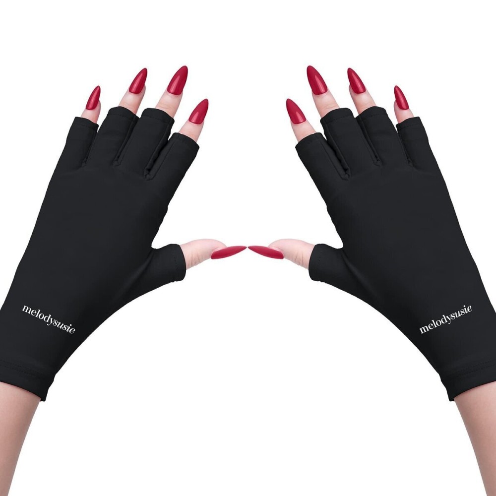 MelodySusie UV Gloves for Gel Nail Lamp, Professional UPF50+ UV Protection Gloves for Manicures, Art Skin Care Fingerless Glove for Women Men Protect Hands from Sun and Nail Dryer Harm (Black) MelodySusie UV Gloves for Gel Nail Lamp, Professional UPF50+ UV Protection Gloves for Manicures, Art Skin Care Fingerless Glove for Women Men Protect Hands from Sun and Nail Dryer Harm (Black)