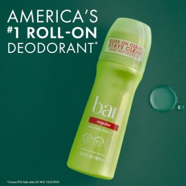 Ban Invisible Roll-on Antiperspirant Deodorant for Women and Men, 24-Hour Underarm Odor & Sweat Protection, Regular, 3.5 Oz, Pack of 2