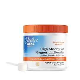 Doctor\'s Best High Absorption Magnesium Powder,White, 100% Chelated TRACCS, Not Buffered, Headaches, Sleep, Energy. Non-GMO, Vegan, Gluten Free, 200G, 7.1 Ounce (Pack of 1)