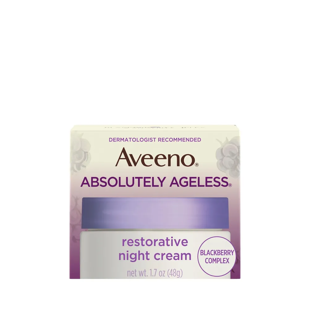 Aveeno Absolutely Ageless Restorative Night Cream Face & Neck Moisturizer with Antioxidant-Rich Blackberry Complex, Vitamin C & E, Hypoallergenic, Non-Greasy & Non-Comedogenic, 1.7 fl. oz Aveeno Absolutely Ageless Restorative Night Cream Face & Neck Moisturizer with Antioxidant-Rich Blackberry Complex, Vitamin C & E, Hypoallergenic, Non-Greasy & Non-Comedogenic, 1.7 fl. oz