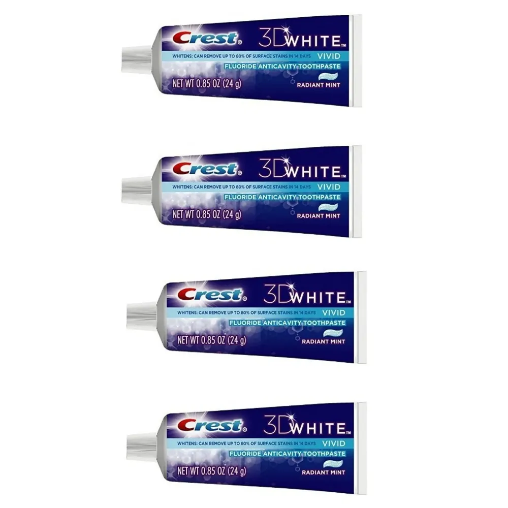 Crest 3D White Vivid Fluoride Anticavity Toothpaste Radiant Mint 0.85 oz Travel Size (Pack of 4) Crest 3D White Vivid Fluoride Anticavity Toothpaste Radiant Mint 0.85 oz Travel Size (Pack of 4)