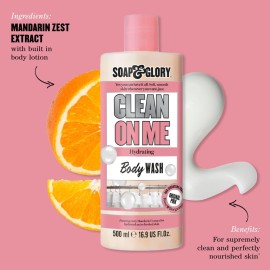 Soap & Glory Clean On Me Moisturizing Body Wash - Creamy Body Soap & Skin Cleanser with Built-In Body Lotion for Dry Skin - Bergamot & Rose Scented Body Wash for Women & Men (500ml) Soap & Glory Clean On Me Moisturizing Body Wash - Creamy Body Soap & Skin Cleanser with Built-In Body Lotion for Dry Skin - Bergamot & Rose Scented Body Wash for Women & Men (500ml)