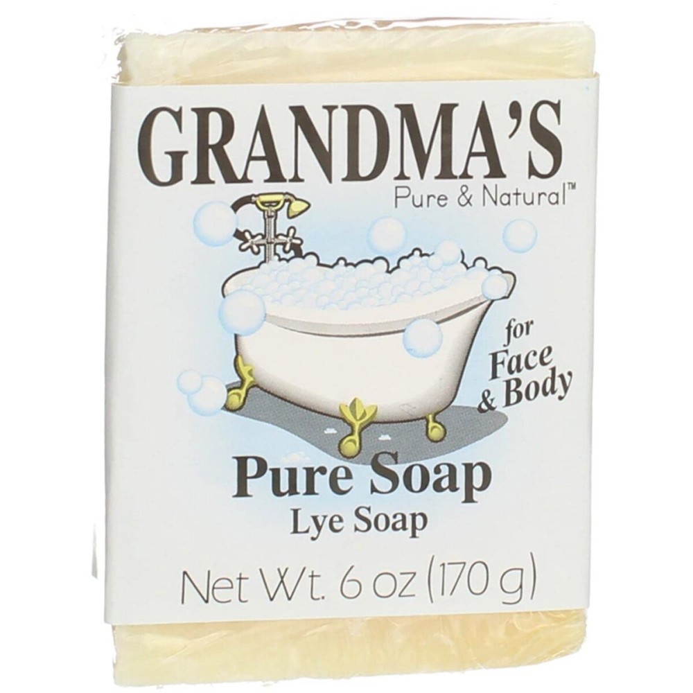 Grandma\'s Pure Lye Soap Bar - 6.0 oz Unscented Face & Body Wash Cleans with No Detergens, Dyes & Fragrances - 60018, pack-of-6 Grandma\'s Pure Lye Soap Bar - 6.0 oz Unscented Face & Body Wash Cleans with No Detergens, Dyes & Fragrances - 60018, pack-of-6
