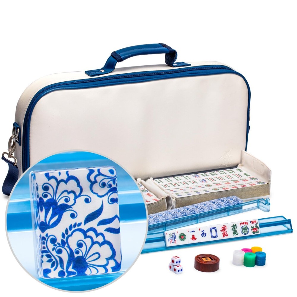 Yellow Mountain Imports American Mahjong Set, Chinoise with Soft Leatherette Case - Racks with Pushers, Scoring Coins, Dice, and Wind Indicator Yellow Mountain Imports American Mahjong Set, Chinoise with Soft Leatherette Case - Racks with Pushers, Scoring Coins, Dice, and Wind Indicator