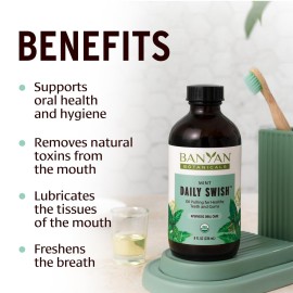 Banyan Botanicals Mint Daily Swish - Organic Ayurvedic Pulling Oil with Coconut Oil - Mouthwash for Fresh Breath and Sparkling Oral Health* - 8 oz - Non GMO Sustainably Sourced Vegan Banyan Botanicals Mint Daily Swish - Organic Ayurvedic Pulling Oil with Coconut Oil - Mouthwash for Fresh Breath and Sparkling Oral Health* - 8 oz - Non GMO Sustainably Sourced Vegan
