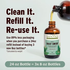 Banyan Botanicals Mint Daily Swish - Organic Ayurvedic Pulling Oil with Coconut Oil - Mouthwash for Fresh Breath and Sparkling Oral Health* - 8 oz - Non GMO Sustainably Sourced Vegan Banyan Botanicals Mint Daily Swish - Organic Ayurvedic Pulling Oil with Coconut Oil - Mouthwash for Fresh Breath and Sparkling Oral Health* - 8 oz - Non GMO Sustainably Sourced Vegan