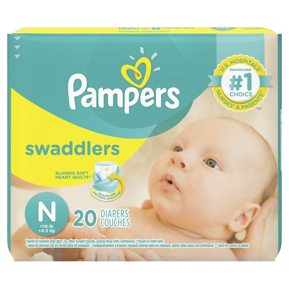 Pampers Swaddlers Diapers Size N 20 Count Pack of 2 (Total of 40 Pampers) Pampers Swaddlers Diapers Size N 20 Count Pack of 2 (Total of 40 Pampers)