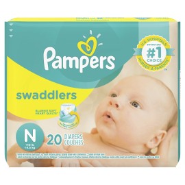 Pampers Swaddlers Diapers Size N 20 Count Pack of 2 (Total of 40 Pampers) Pampers Swaddlers Diapers Size N 20 Count Pack of 2 (Total of 40 Pampers)