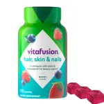 Vitafusion Gorgeous Hair, Skin Nails Multivitamin Gummy Vitamins, plus Biotin and Antioxidant vitamins CE, Raspberry Flavor, 100ct (33 day supply), from Americas Number One Gummy Vitamin Brand