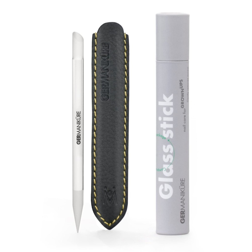GERMANIKURE Clear Glass Cuticle Stick in Leather Sleeve - Ethically Made in Czech Republic - Cuticle Pusher & Remover, Callous & Dry Skin Fingertip File, Nail Shaper GERMANIKURE Clear Glass Cuticle Stick in Leather Sleeve - Ethically Made in Czech Republic - Cuticle Pusher & Remover, Callous & Dry Skin Fingertip File, Nail Shaper
