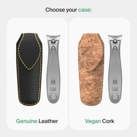 GERMANIKURE Professional Nail Clipper - FINOX Surgical Stainless Steel Manicure and Pedicure Tools in Leather Case- Ethically Made in Solingen Germany - Travel Size Nail Care
