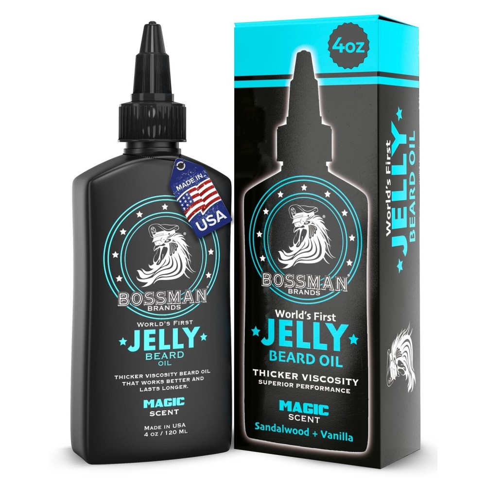 Bossman Jelly Beard Oil for Men (4 oz, Magic Scent) - Softens, Moisturizes & Conditions with Natural Ingredients Bossman Jelly Beard Oil for Men (4 oz, Magic Scent) - Softens, Moisturizes & Conditions with Natural Ingredients