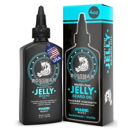 Bossman Jelly Beard Oil for Men (4 oz, Magic Scent) - Softens, Moisturizes & Conditions with Natural Ingredients Bossman Jelly Beard Oil for Men (4 oz, Magic Scent) - Softens, Moisturizes & Conditions with Natural Ingredients