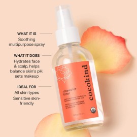 Rosewater Facial Toner by Cocokind, Multipurpose Spray to Set Makeup, Double Cleanse, and Balance Skins pH, Made with Rose Hydrosol, 4 Fl Oz Rosewater Facial Toner by Cocokind, Multipurpose Spray to Set Makeup, Double Cleanse, and Balance Skins pH, Made with Rose Hydrosol, 4 Fl Oz