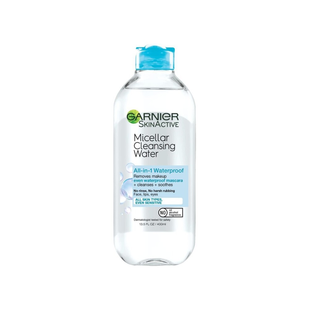 Garnier Micellar Water For Waterproof Makeup, Hydrating Facial Cleanser & Makeup Remover, Suitable for Sensitive Skin, Vegan, Cruelty Free, 13.5 Fl Oz (400mL), 1 Count Garnier Micellar Water For Waterproof Makeup, Hydrating Facial Cleanser & Makeup Remover, Suitable for Sensitive Skin, Vegan, Cruelty Free, 13.5 Fl Oz (400mL), 1 Count