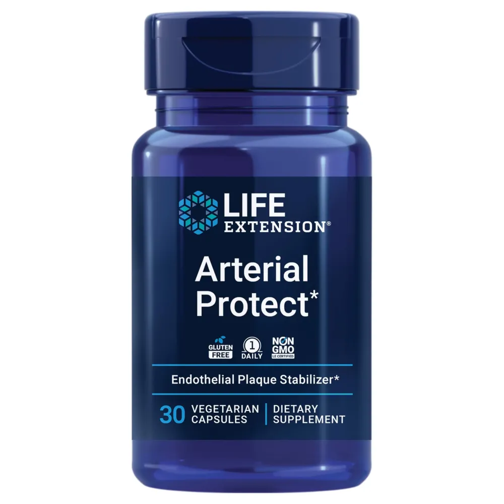 Life Extension Arterial Protect - Blood Pressure Supplement for Heart Health - with gotu kola and Pycnogenol dried French maritime pine bark extracts - Gluten-Free, Non-GMO, Vegetarian - 30 capsules Life Extension Arterial Protect - Blood Pressure Supplement for Heart Health - with gotu kola and Pycnogenol dried French maritime pine bark extracts - Gluten-Free, Non-GMO, Vegetarian - 30 capsules