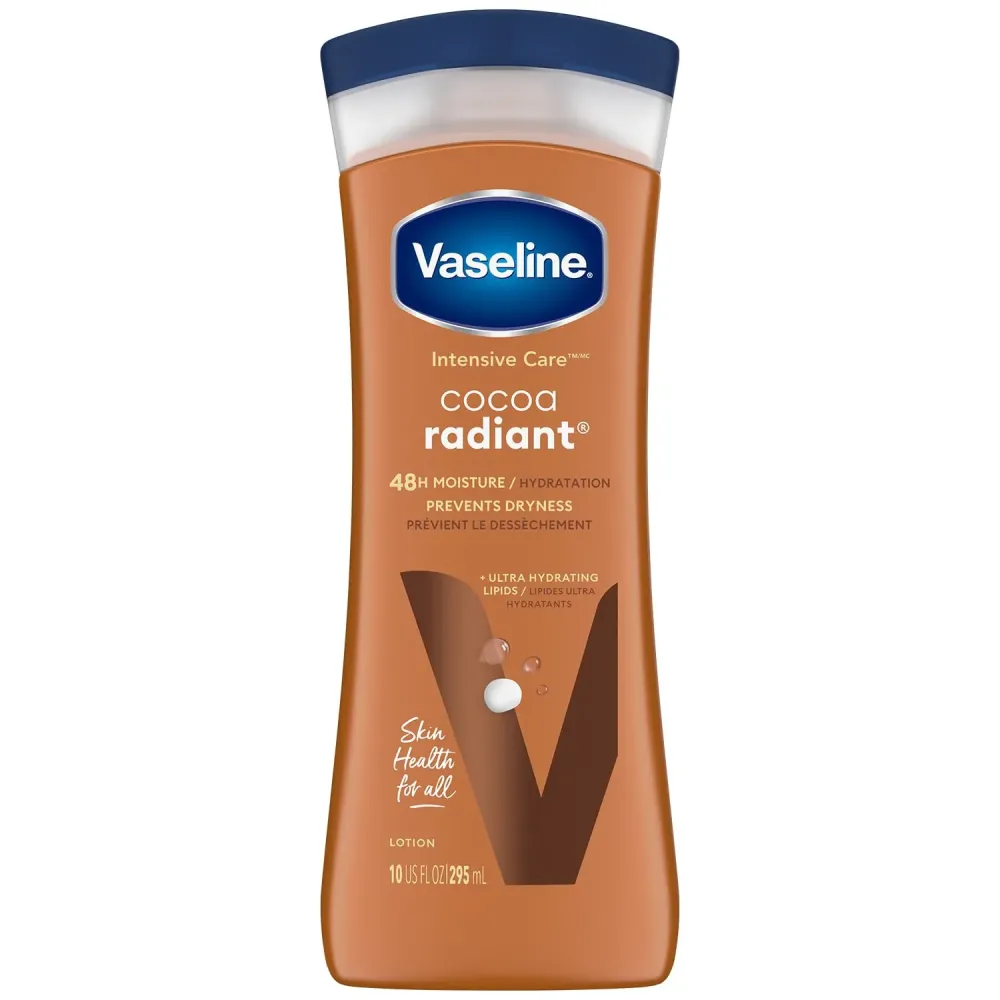 Vaseline Intensive Care Cocoa Radiant - Hand & Body Moisturizer with Cocoa Butter, Shea & Petroleum Jelly, Healing Lotion for Extremely Dry Skin, 10 Oz Vaseline Intensive Care Cocoa Radiant - Hand & Body Moisturizer with Cocoa Butter, Shea & Petroleum Jelly, Healing Lotion for Extremely Dry Skin, 10 Oz