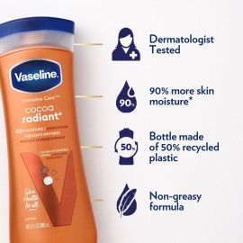 Vaseline Intensive Care Cocoa Radiant - Hand & Body Moisturizer with Cocoa Butter, Shea & Petroleum Jelly, Healing Lotion for Extremely Dry Skin, 10 Oz Vaseline Intensive Care Cocoa Radiant - Hand & Body Moisturizer with Cocoa Butter, Shea & Petroleum Jelly, Healing Lotion for Extremely Dry Skin, 10 Oz