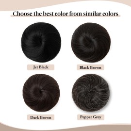 SARLA Dark Brown Hair Buns Extension Drawstring Updo Donut Chignon Straight Synthetic Fake Ballet Bun for Women Girls Lady