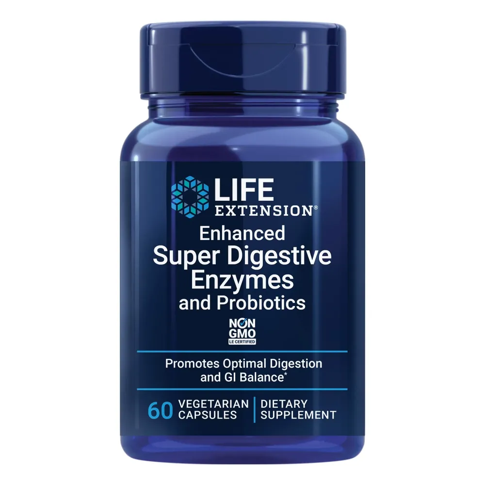Life Extension Enhanced Super Digestive Enzymes & Probiotics -Vegetarian-Friendly Digestive Health Formula For GI Balance - Plant-Based Diet Aid - Non-GMO - 60 Vegetarian Capsules Life Extension Enhanced Super Digestive Enzymes & Probiotics -Vegetarian-Friendly Digestive Health Formula For GI Balance - Plant-Based Diet Aid - Non-GMO - 60 Vegetarian Capsules
