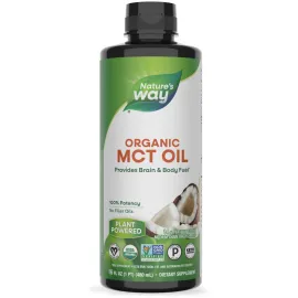 Nature\'s Way Organic MCT Oil, 16 Fl Oz, Brain and Body Fuel from Coconuts*, C8 Caprylic Acid and C10 Capric Acid, Keto and Paleo Certified, Organic, Non-GMO Project Verified
