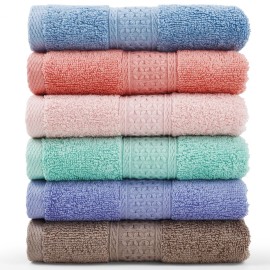 Cleanbear Face-Cloth Washcloths Set,100% Cotton, High Absorbent, 6-Pack 6 Colors, Size13 x13-deep Color Cleanbear Face-Cloth Washcloths Set,100% Cotton, High Absorbent, 6-Pack 6 Colors, Size13 x13-deep Color