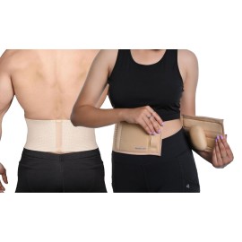 Wonder Care- Umbilical Hernia Support Belt Abdominal Binder for Belly Button Hernias or Navel Hernias, Hernia pain relief Brace, Beige (L, 36-40)