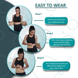 Wonder Care- Umbilical Hernia Support Belt Abdominal Binder for Belly Button Hernias or Navel Hernias, Hernia pain relief Brace, Beige (L, 36-40)