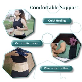 Wonder Care- Umbilical Hernia Support Belt Abdominal Binder for Belly Button Hernias or Navel Hernias, Hernia pain relief Brace, Beige (L, 36-40)