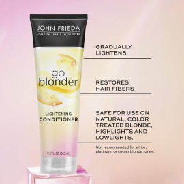 John Frieda Go Blonder Lightening Conditioner, Gradually Lightens Blonde Color, For Natural or Color-Treated Hair, Formulated with Citrus and Chamomile, Paraben Free, 8.3 Oz John Frieda Go Blonder Lightening Conditioner, Gradually Lightens Blonde Color, For Natural or Color-Treated Hair, Formulated with Citrus and Chamomile, Paraben Free, 8.3 Oz