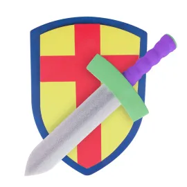 Super Z Outlet Children\'s Foam Toy Medieval Joust Sword & Shield Knight Set Lightweight Safe for Birthday Party Activities, Event Favors, Toy Gifts