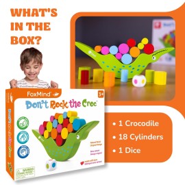 Foxmind Games Don\'t Rock The Croc, Toddler Boy Girl Games, Kids Games 3-5, Multiplayer 3 Year Old Board Games for Family Fun