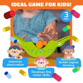 Foxmind Games Don\'t Rock The Croc, Toddler Boy Girl Games, Kids Games 3-5, Multiplayer 3 Year Old Board Games for Family Fun