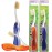 MOUTHWATCHERS Soft Flossing Folding Travel Toothbrush, 2 Pack, Red, Ultra Clean, Good for Sensitive Teeth and Gums, by Dr. Plotka\'s. Assorted Colors