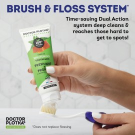 MOUTHWATCHERS Soft Flossing Folding Travel Toothbrush, 2 Pack, Red, Ultra Clean, Good for Sensitive Teeth and Gums, by Dr. Plotka\'s. Assorted Colors