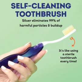 MOUTHWATCHERS Soft Flossing Folding Travel Toothbrush, 2 Pack, Red, Ultra Clean, Good for Sensitive Teeth and Gums, by Dr. Plotka\'s. Assorted Colors