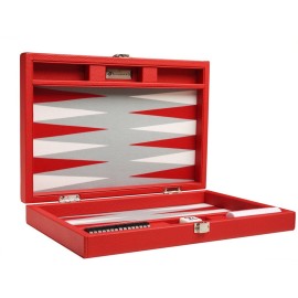 13-inch Premium Backgammon Set - Travel Size - Red Board