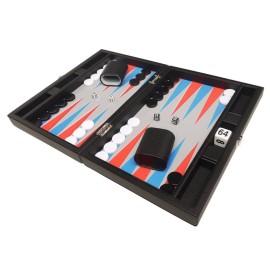 13-inch Premium Backgammon Set - Travel Size - Black Board, Scarlet Red and Patriot Blue Points 13-inch Premium Backgammon Set - Travel Size - Black Board, Scarlet Red and Patriot Blue Points