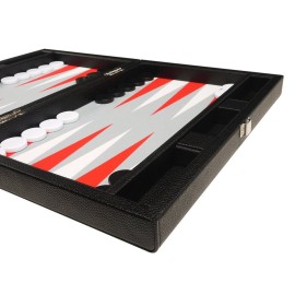 13-inch Premium Backgammon Set - Travel Size - Black Board, White and Scarlet Red Points 13-inch Premium Backgammon Set - Travel Size - Black Board, White and Scarlet Red Points