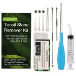 Airgoesin Upgraded Tonsil Stone Remover Tool, Blue, 5 Tips, Tonsillolith Pick Case + 1 Irrigator Fresh Breath Oral Rinse