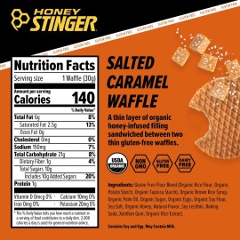 Honey Stinger Organic Gluten Free Salted Caramel Waffle, Energy Stroopwafel for Exercise, Endurance and Performance, Sports Nutrition for Home & Gym, Pre & Post Workout, Box of 16 Waffles, 16.96 Oz Honey Stinger Organic Gluten Free Salted Caramel Waffle, Energy Stroopwafel for Exercise, Endurance and Performance, Sports Nutrition for Home & Gym, Pre & Post Workout, Box of 16 Waffles, 16.96 Oz