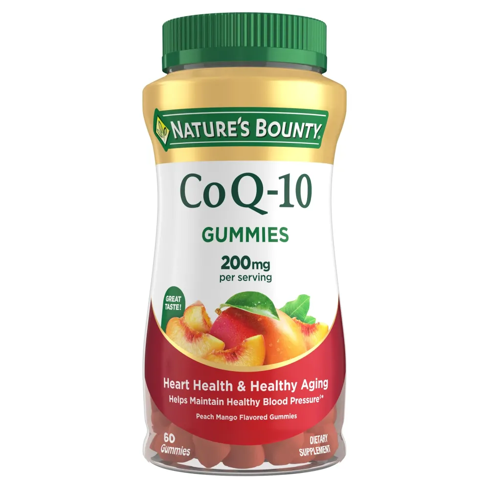 Nature\'s Bounty CoQ10 Gummies, Supports Heart Health, CoQ10 200mg, Peach Mango Flavor, 60 Count Nature\'s Bounty CoQ10 Gummies, Supports Heart Health, CoQ10 200mg, Peach Mango Flavor, 60 Count