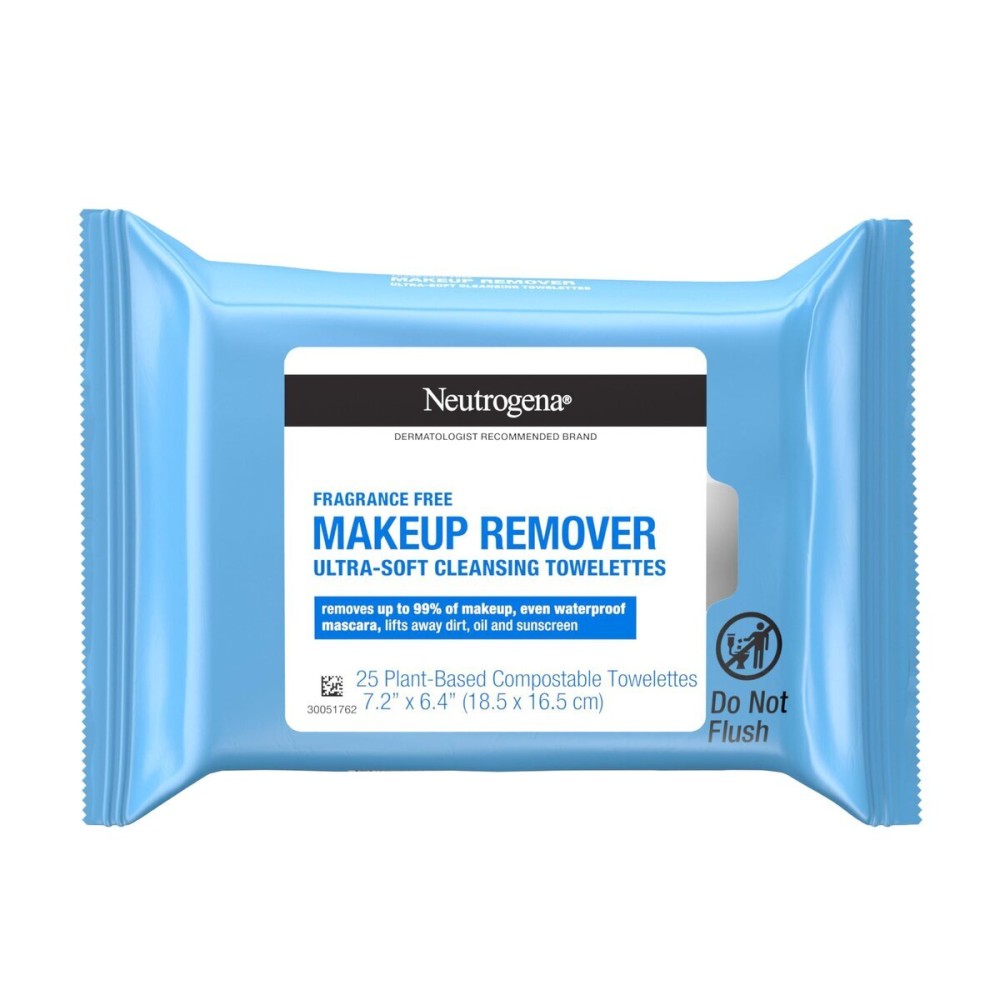 Neutrogena Fragrance-Free Makeup Remover Wipes, Daily Facial Cleanser Towelettes, Gently Removes Oil & Makeup, Alcohol-Free Makeup Wipes, 25 ct Neutrogena Fragrance-Free Makeup Remover Wipes, Daily Facial Cleanser Towelettes, Gently Removes Oil & Makeup, Alcohol-Free Makeup Wipes, 25 ct